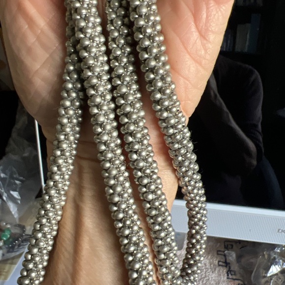 Vtg Silver Tone Petite Ball Bead Cluster Chain Necklace Pullover 17.5” long - Picture 6 of 7